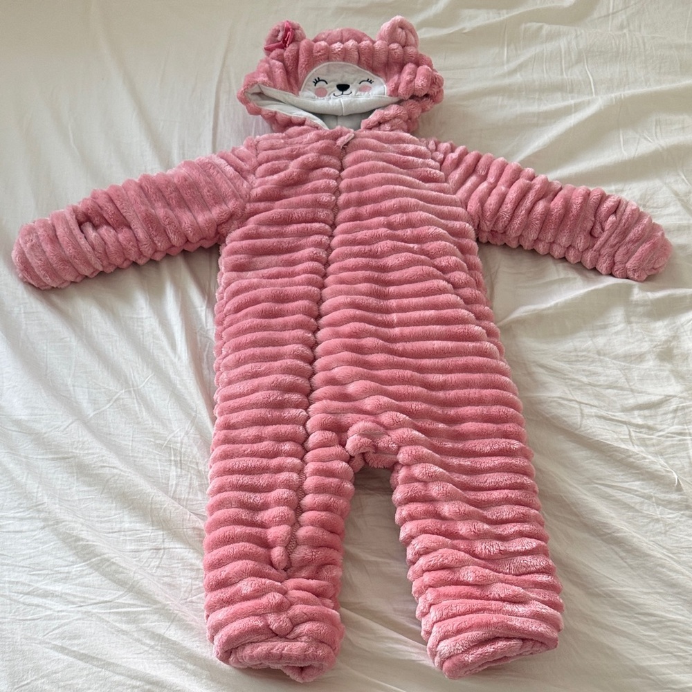 Pink Fuzzy Bear Onesie